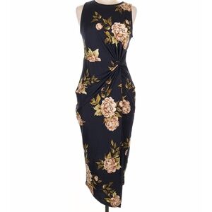 Nine Britton Navy Floral Midi cocktail Dress